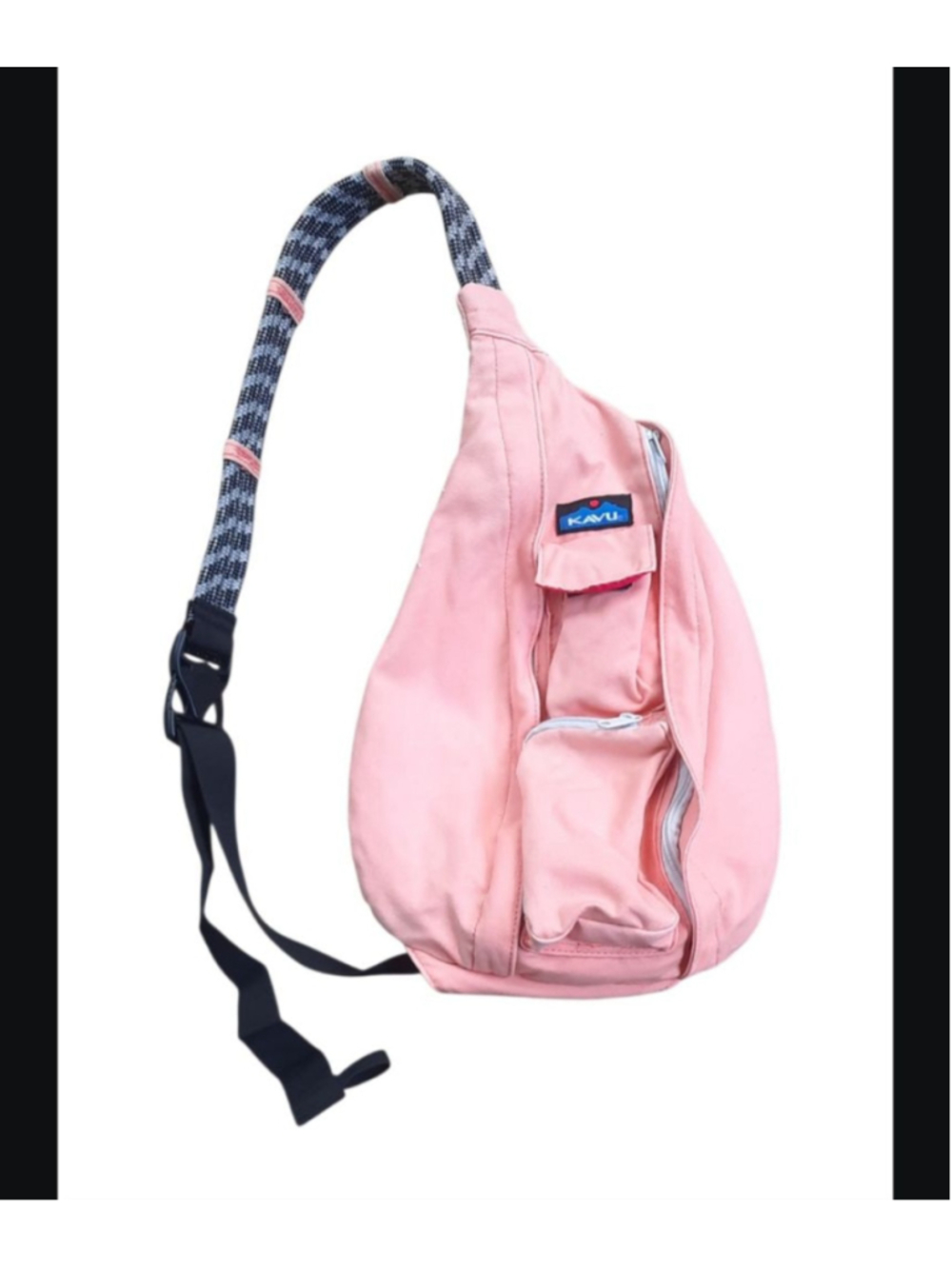 Kavu Rope Sling Pack Backpack L Swing Bag Peach Canvas Pockets Lined